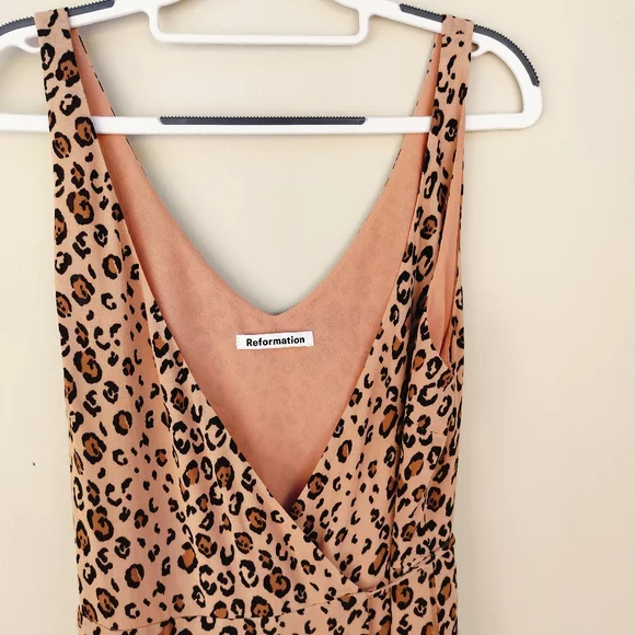 Reformation Anchorage Leopard Mini Wrap Dress Animal Print Lightweight Aline - Picture 5 of 9